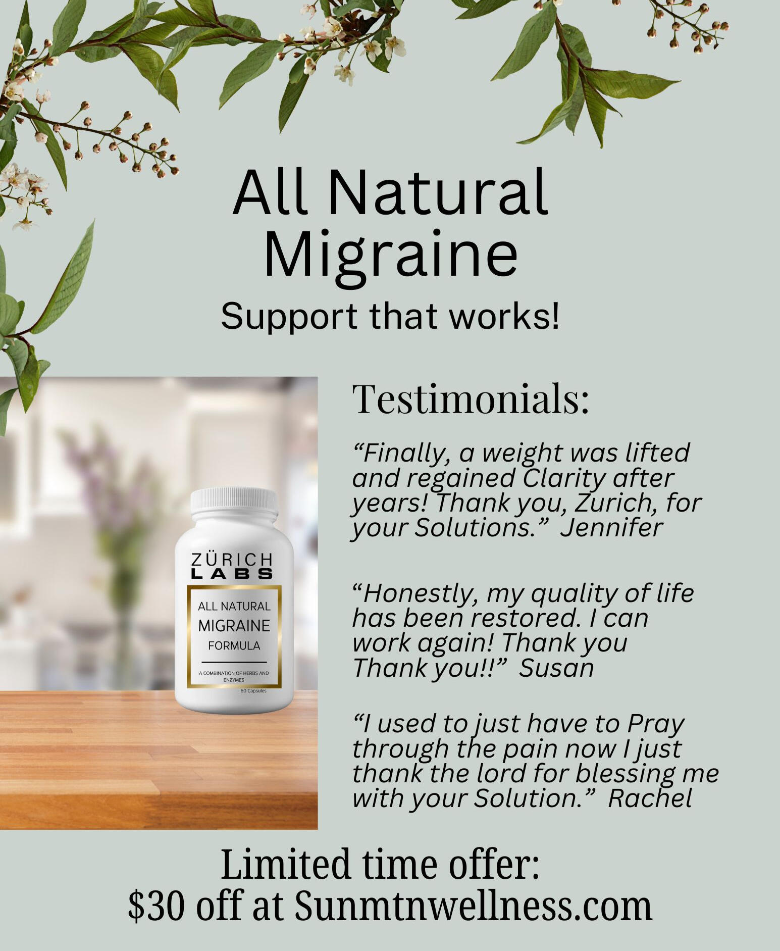 Sun Mountain Wellness All Natural Migraine Support